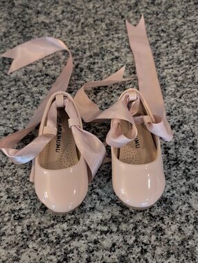 Girls' Pink Patent Ballet Mary Jane Dress Shoes with Ribbon